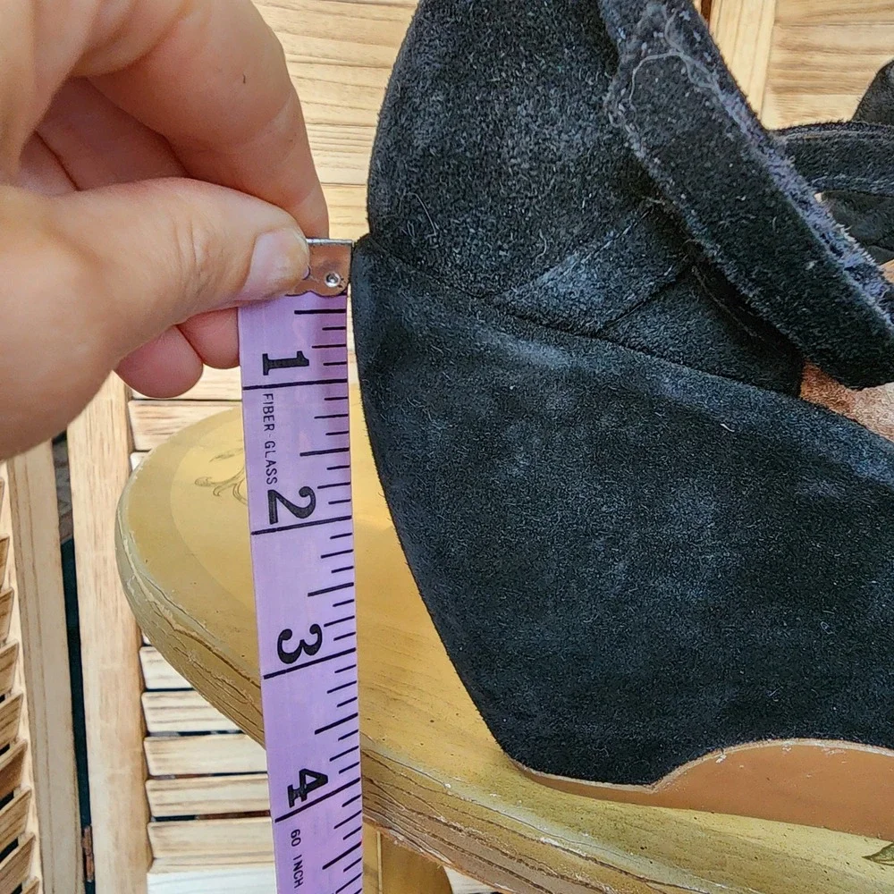 Biviel EU 40 US 9 Black Suede Strappy Platform Wedge Sandals Whimsygoth Classic